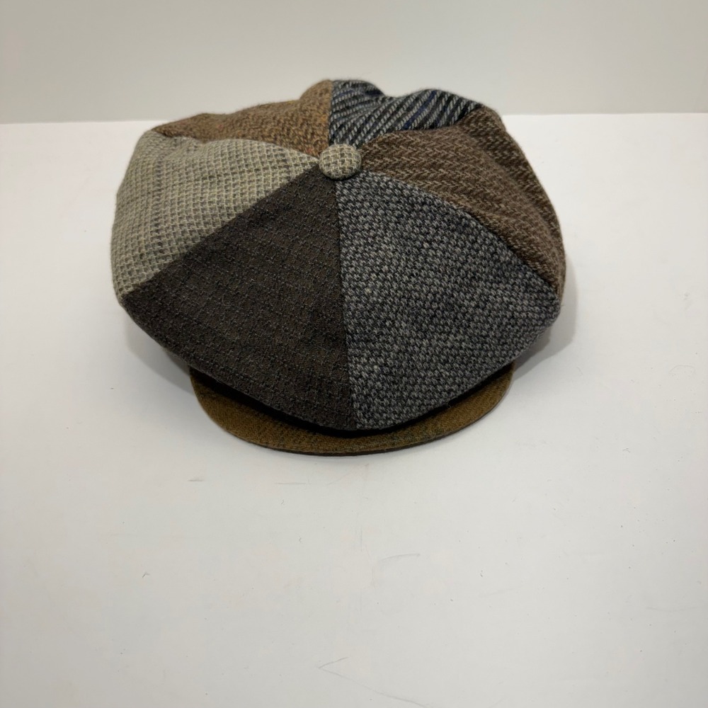 A. Adams & Spire Patchwork Newsboy Cap Size L Multicolor 100% Pure Wool Flat Hat